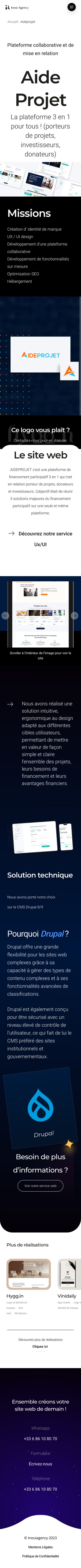 Site internet Aideprojet réalisé par Webcraft