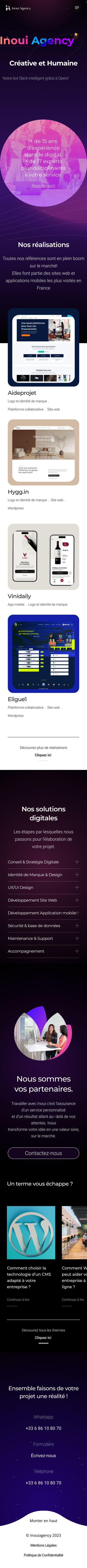 Site internet Inoui Agency réalisé par Webcraft