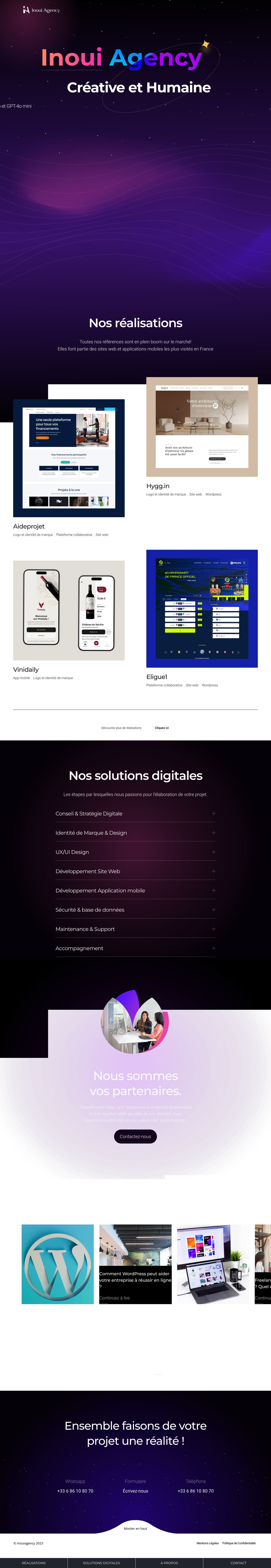 Inouiagency — page d’accueil complète