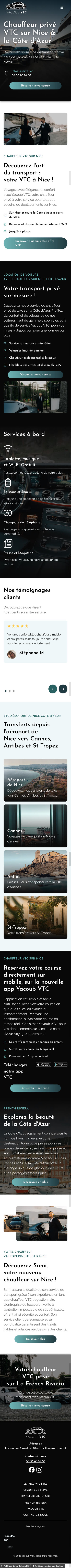Site internet Vtc Nice réalisé par Webcraft